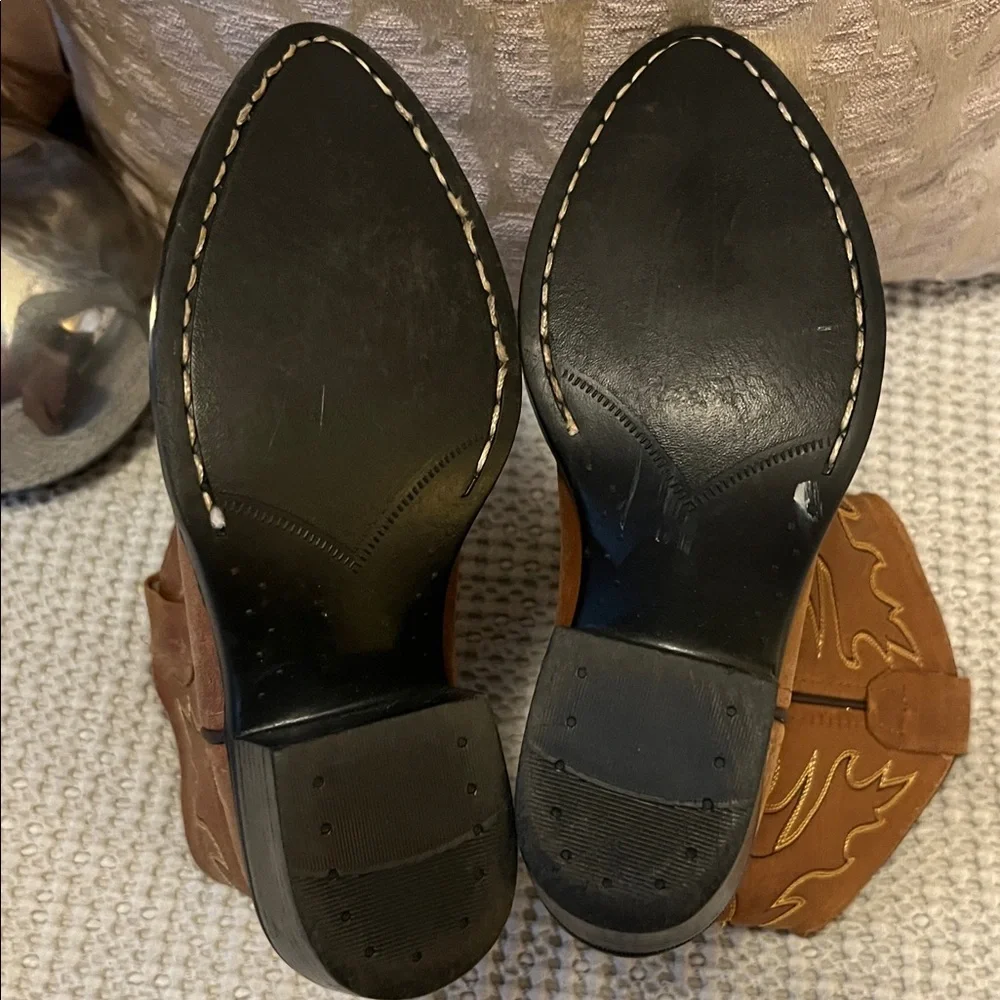 Old West Tan Light Brown Leather Kids Western Cowboy Boots 12.5 (little boy)